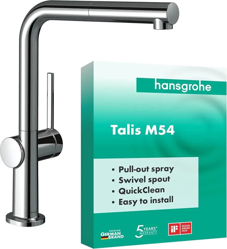 hansgrohe Talis M54 - Küchenarmatur mit Brause ausziehbar, 1 Stahlart, Wasserhahn Küche mit Auslaufhöhe 270 mm, Mischbatterie Küche schwenkbar, Chrom, 72808000