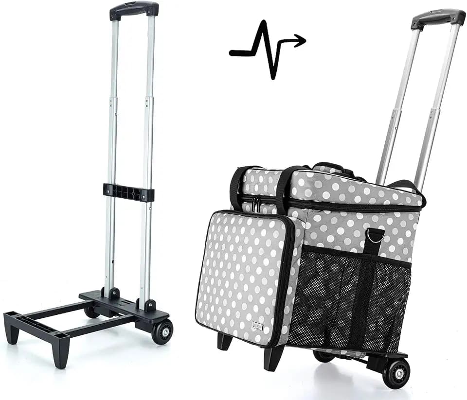 Luxja Overlock Trolley, Abnehmbarer Nähmaschinentrolley für Meiste Gängigen Haushaltsnähmaschinen, Overlock Koffer mit Abnehmbarem Trolley für Transport und Aufbewahrung