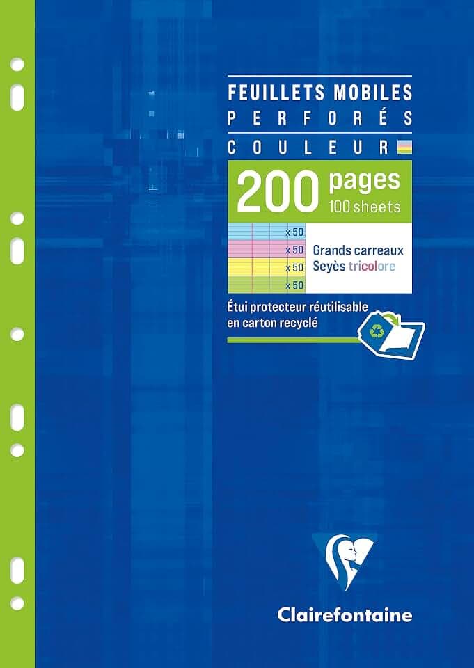Clairefontaine 17511C 50 Blatt Ringbucheinlagen A4 Seyes 90g sortiert