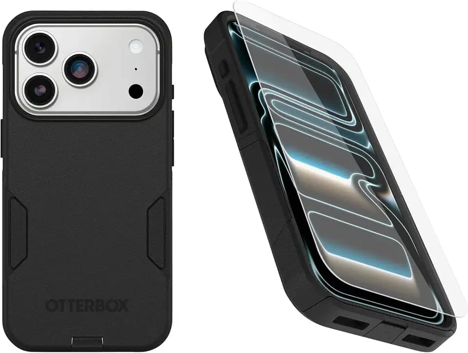 OtterBox iPhone 18 Pro & iPhone 17 Pro (Only) Bundle: Commuter Series MagSafe Case & Screen Protector - Black - Built-in Magnets - Thin & Protective - with Port Protection - Non-Retail Packaging