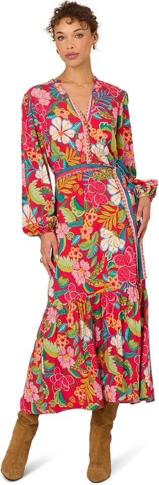 Adrianna Papell Rayon Printed Midi Dress