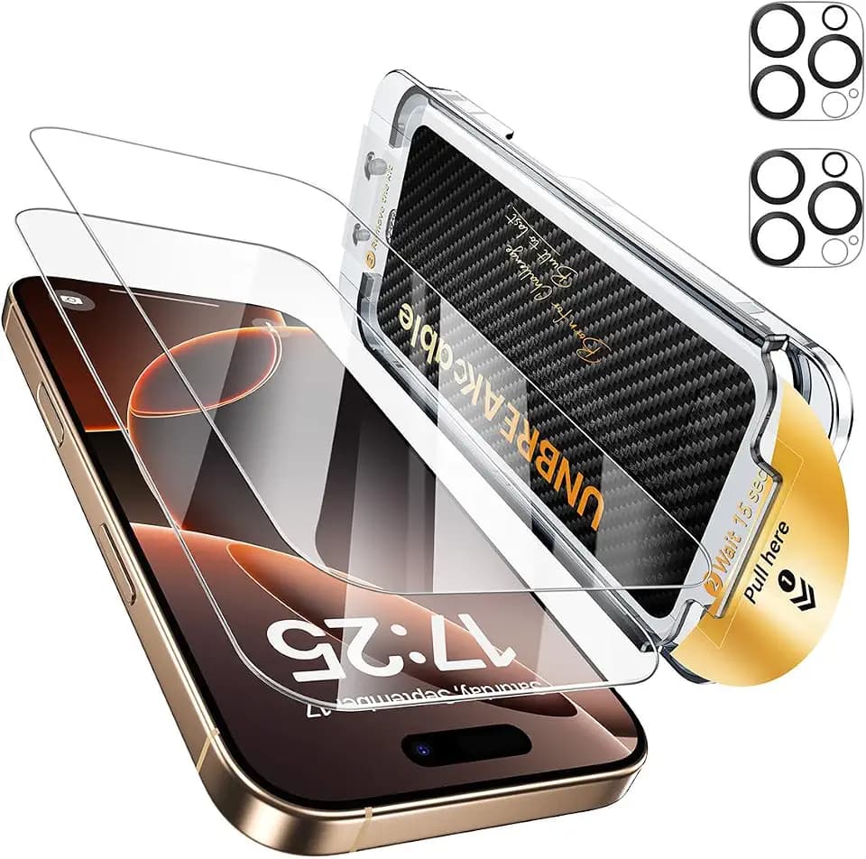 UNBREAKcable 2+2 Pack Screen Protector for iPhone 16 Pro Max with Lens