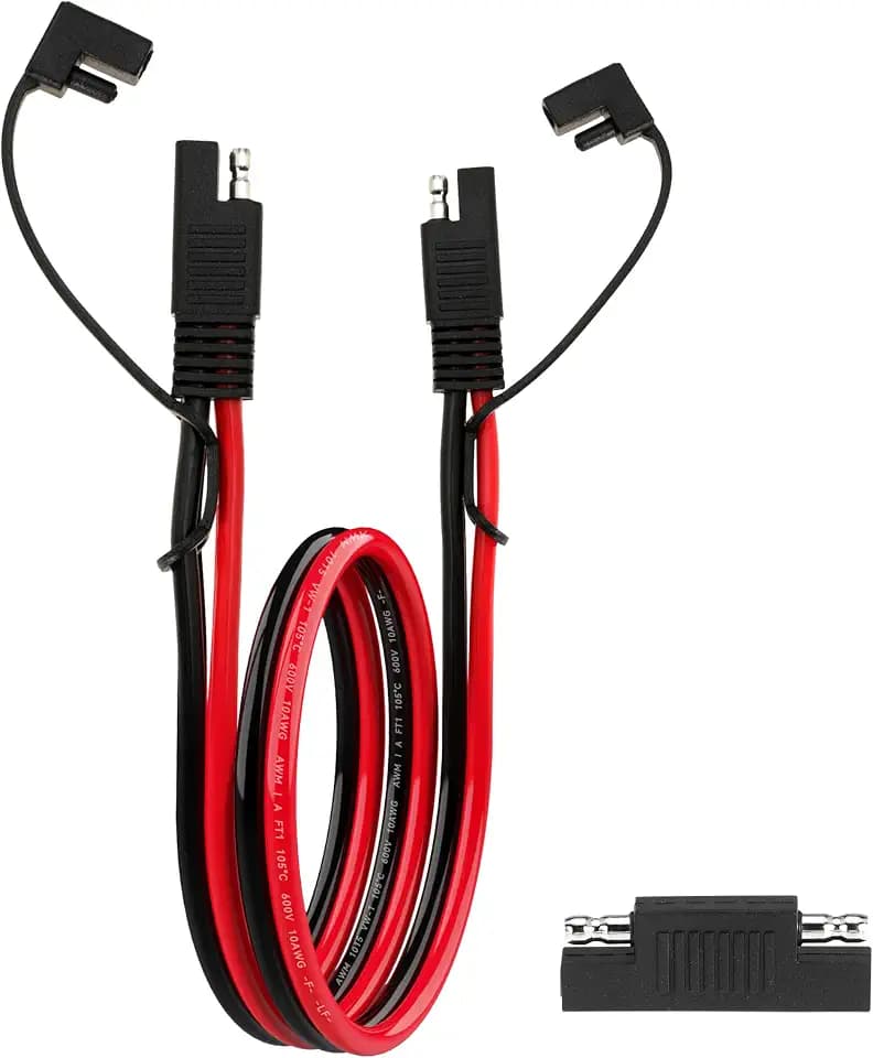 1FT 10AWG SAE Extension Cable, 10 AWG SAE Quick Disconnect Wire Harness 10 Gauge with Polarity Reverse Adapter for Solar Panel RV Battery Automotive and Marine Applications (10AWG 1FT)