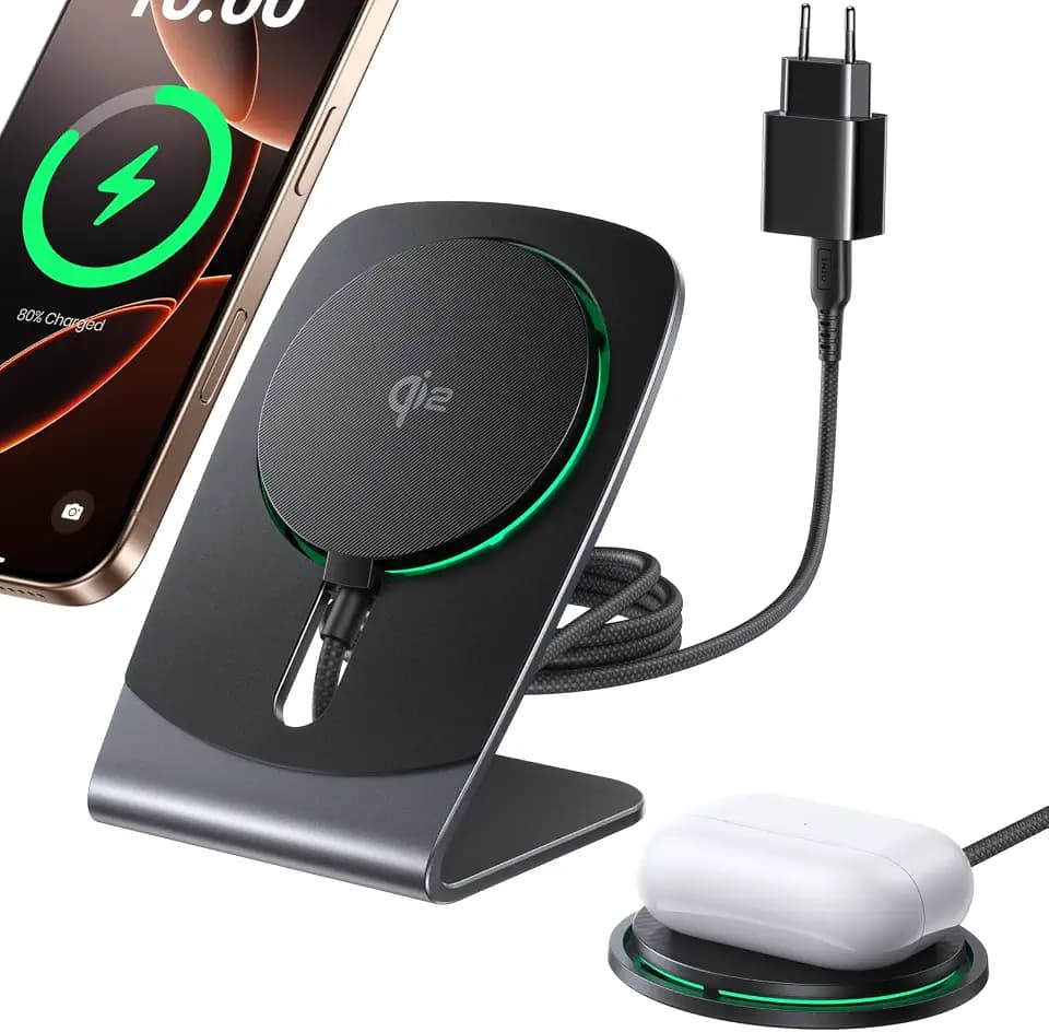 INIU 2-in-1 Abnehmbarer Mag-Safe Ladegerät, Qi2 15W Schnelladepad
