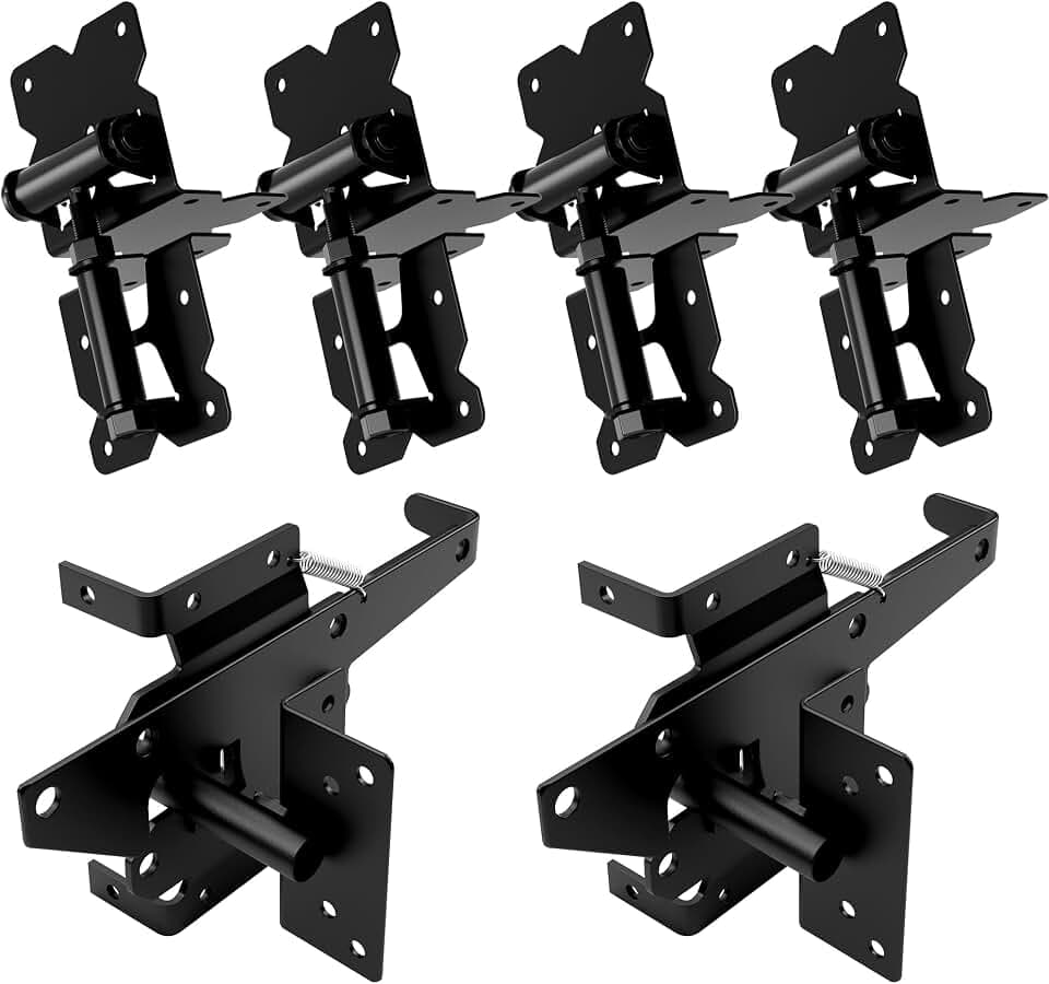 WINSOON 304 Stainless Steel Self Locking Gate Latch and Gate Hinges 2 Sets