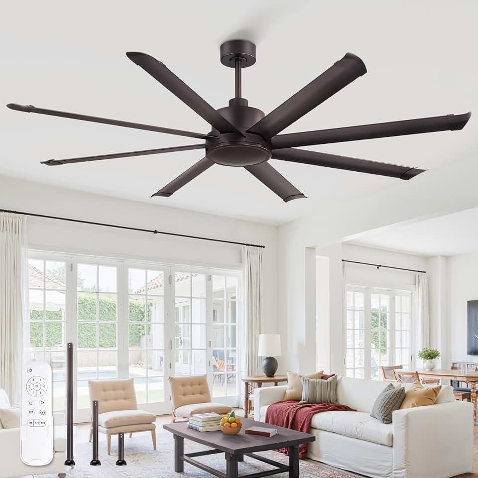 ZMISHIBO 72 Inch Large Ceiling Fan with Remote, Commercial Aluminum Blades