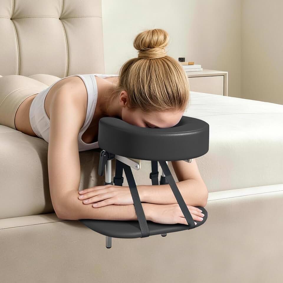 Linens Head Rest for mattresses ranging from 5.5-17.7 inches, Bed Massage Head Holder, Universal Face Cradle Cushion for Massage Tables and Salon (Black)