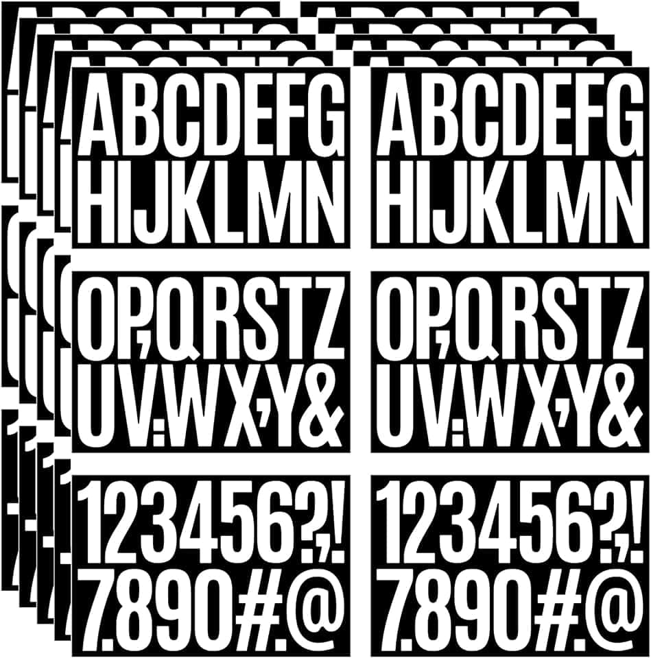 480 Pcs Waterproof 3" Vinyl Letter Stickers, Number Stickers, White