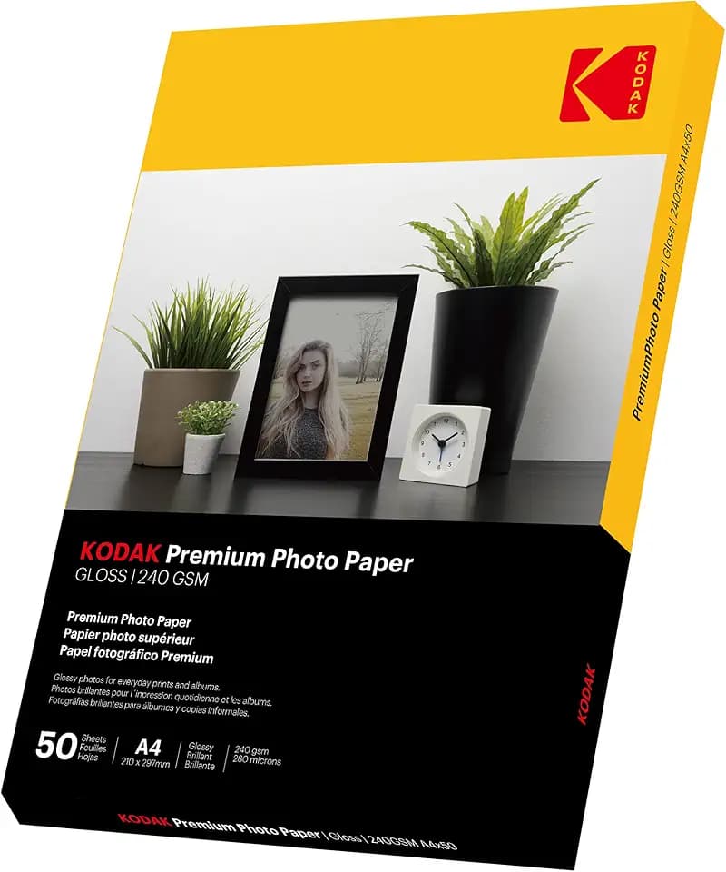 Kodak glänzend fotopapier DIN A4, 50 Blatt 240 g/m2,für Tintenstrahldrucker, photopapier Fotokarten Photokarten Sofort Trocken Wasserfest Hochweiß fotoblätter
