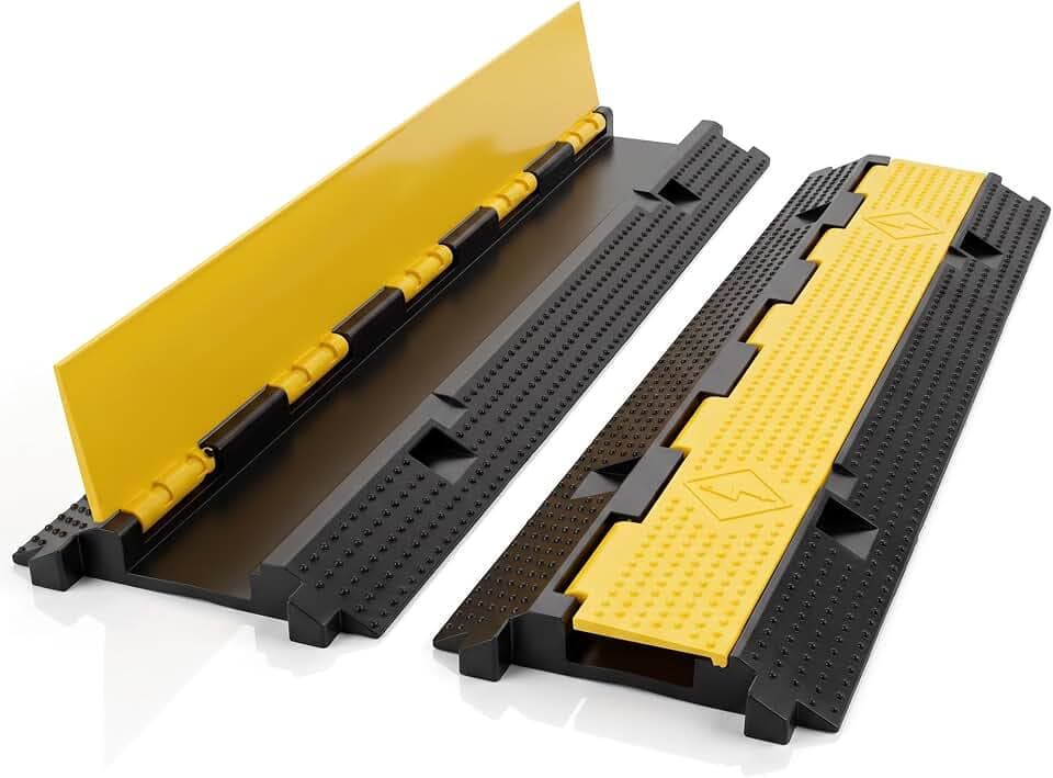 Pyle Kabelschutz Bodenabdeckung Rampe – 1 K Kabelschutz Gummi Boden Cord Concealer – robuster Kabelschutz für Draht-/Schlauch-/Rohrverstecker, Auffahrt, Schutzabdeckung – PCBLCO102X2 (Paar)