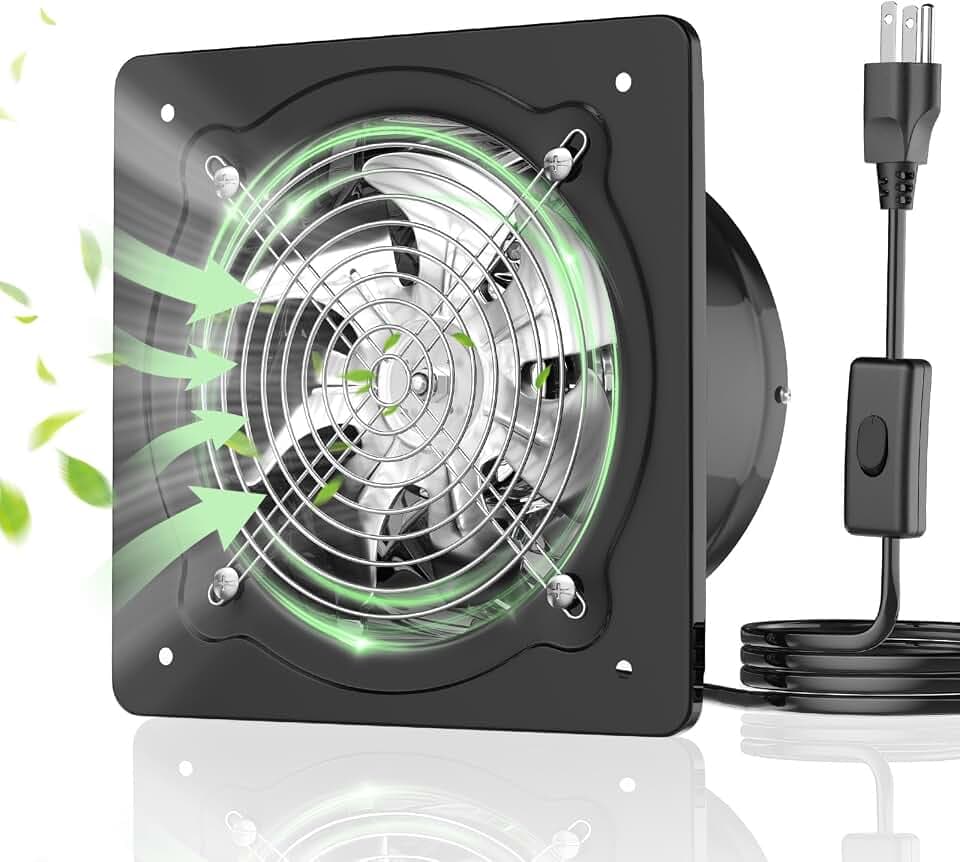 10" Wall Mount Exhaust Fan,Metal Ventilation Fan for Indoor Spaces