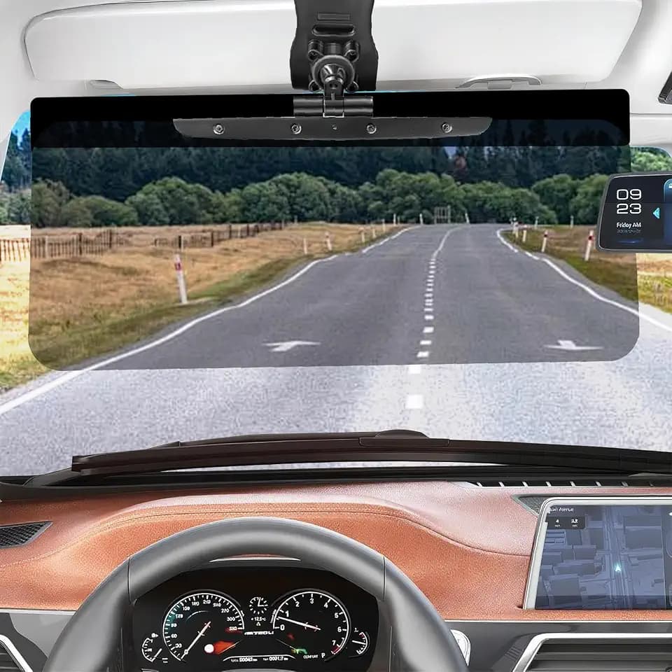 Upgraded Car Sun Visor Extender + Siding,Easy to Install, Universal UV400 Anti-Glare Design, Effectively Resists Glare, UV Rays, and Snow Blindness, Ensuring Driving Safety,Clip On