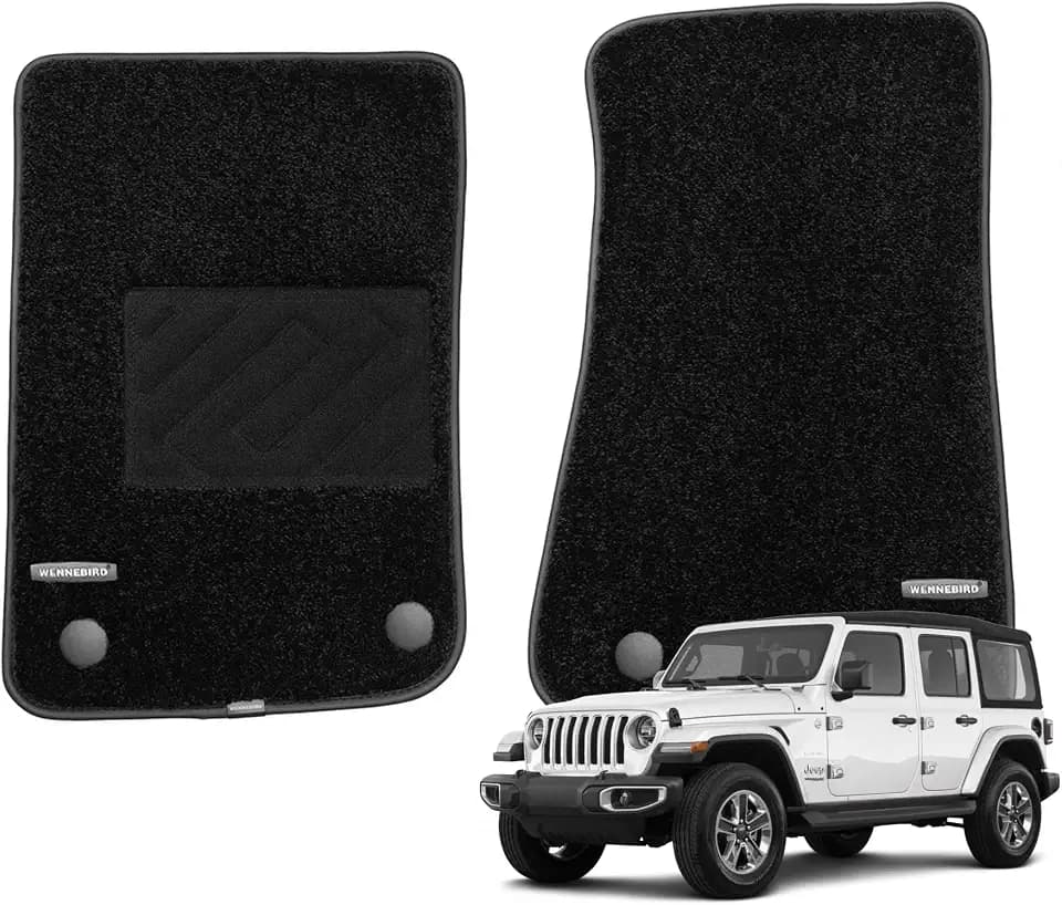 WENNEBIRD Front Carpet Floor Mats for Jeep Wrangler 2018-2026, 2Pc