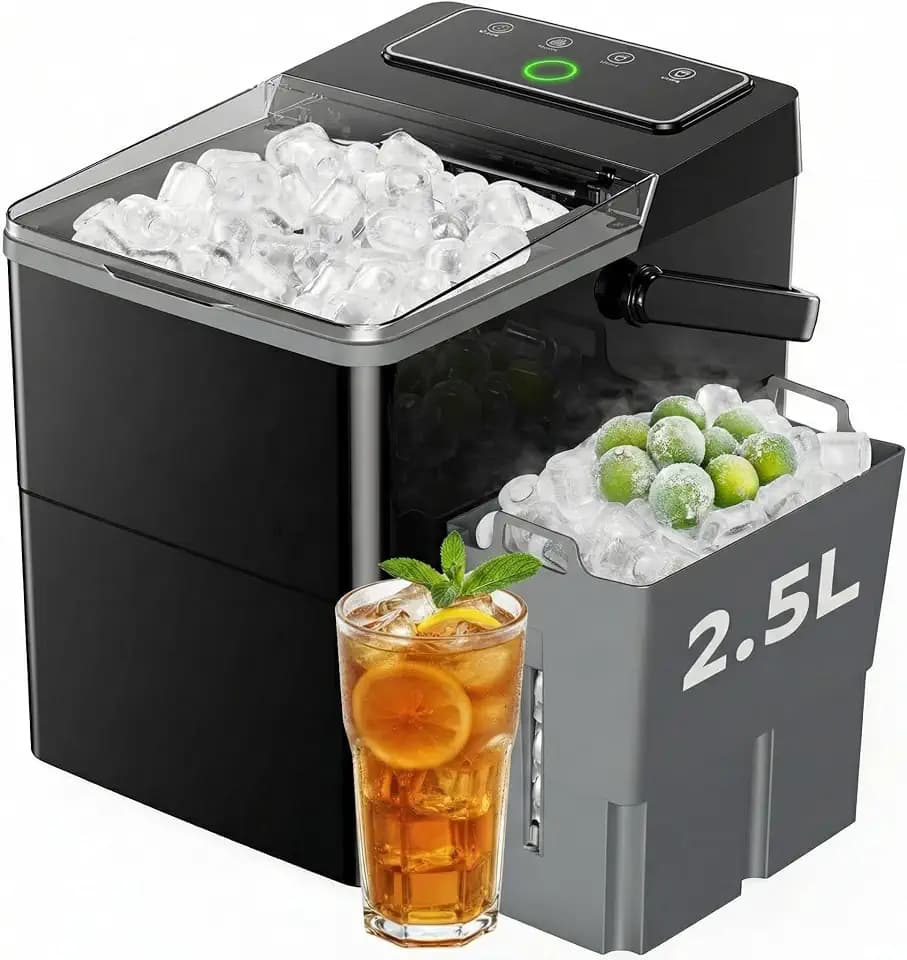Silonn Countertop Ice Maker, 2.5L Ice Basket & 1.8L Water Tank, 9 Bullet Ice Cubes in 6 Minutes, LED Touch Control, Self-Cleaning Ice Machine, 2 Ice Sizes for Home Kitchen RV