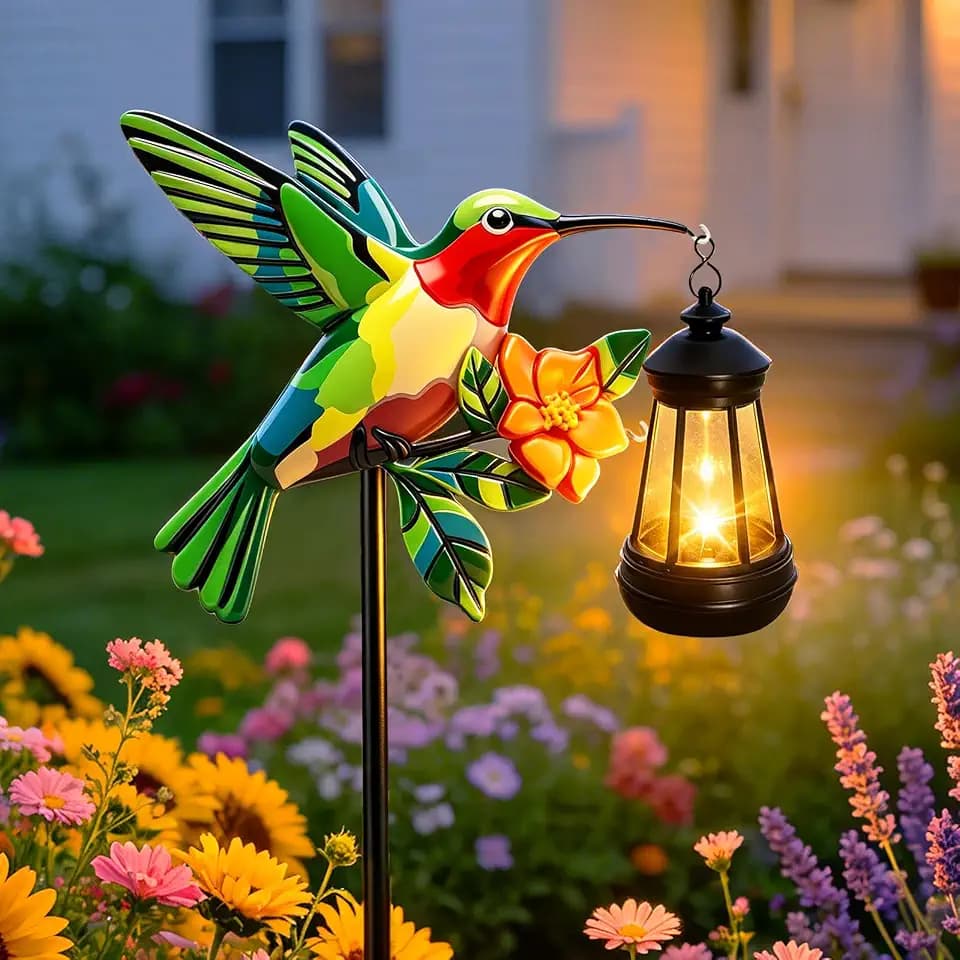 Hummingbird Solar Garden lights Outdoor Waterproof, Gifts for Women Mom Grandma Daughter, Stake lights with Solar Lantern, Hanging Solar Lights, Solar Path Lights Yard Art Outside Patio Garden Decor