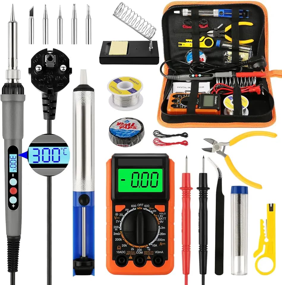Lötkolben Set 21 in 1 LCD Display Profi Lötkolben 60W Lötset Elektronik