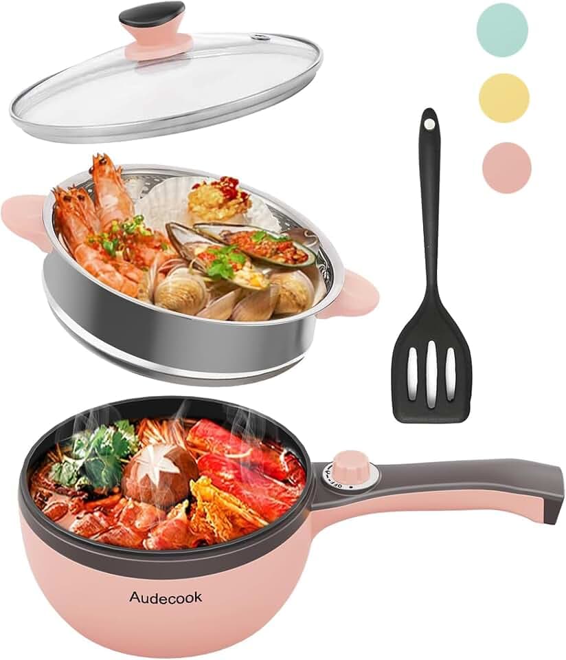 Audecook Elektrische Hot Pot Tragbarer Kochtopf Mini Elektrisch Hotpot