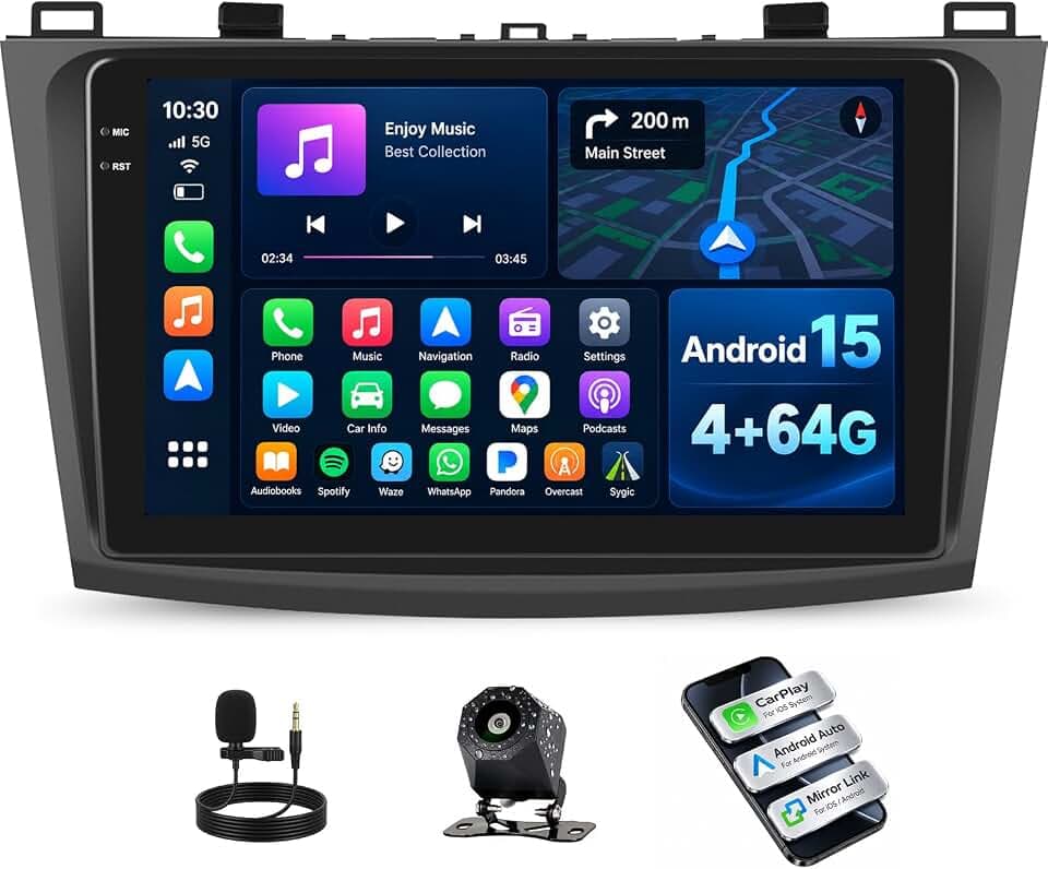 [4+64G] Android 15 Car Radio Stereo for Mazda 3 2009-2013