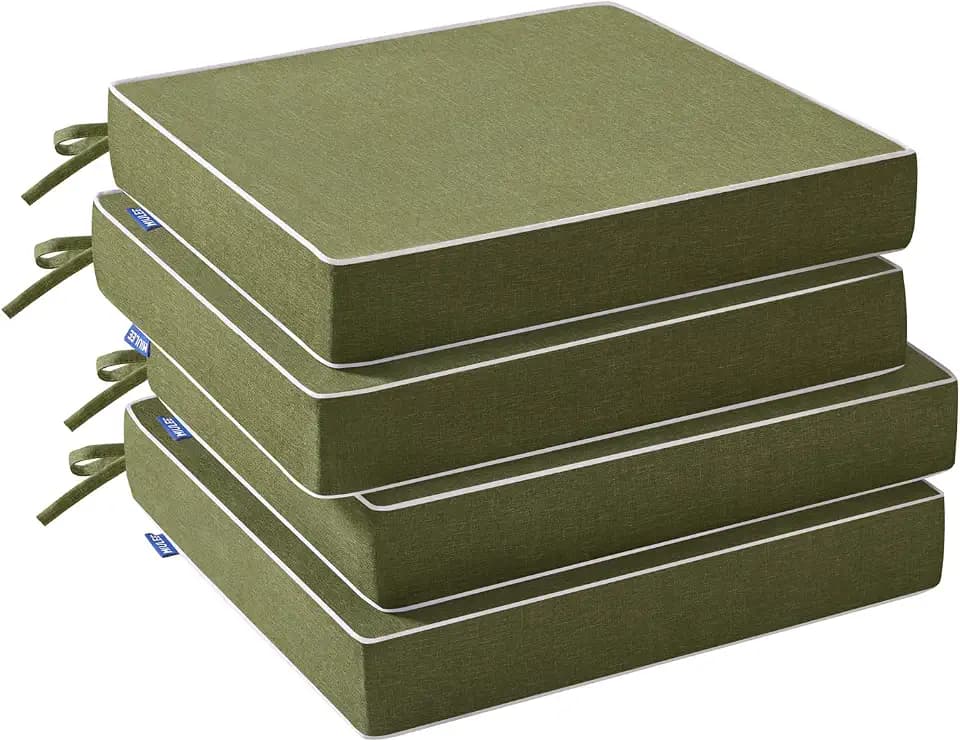 MIULEE Green Outdoor Chair Cushions Set of 4, 18.5x16x3 Inch Seat Cushions