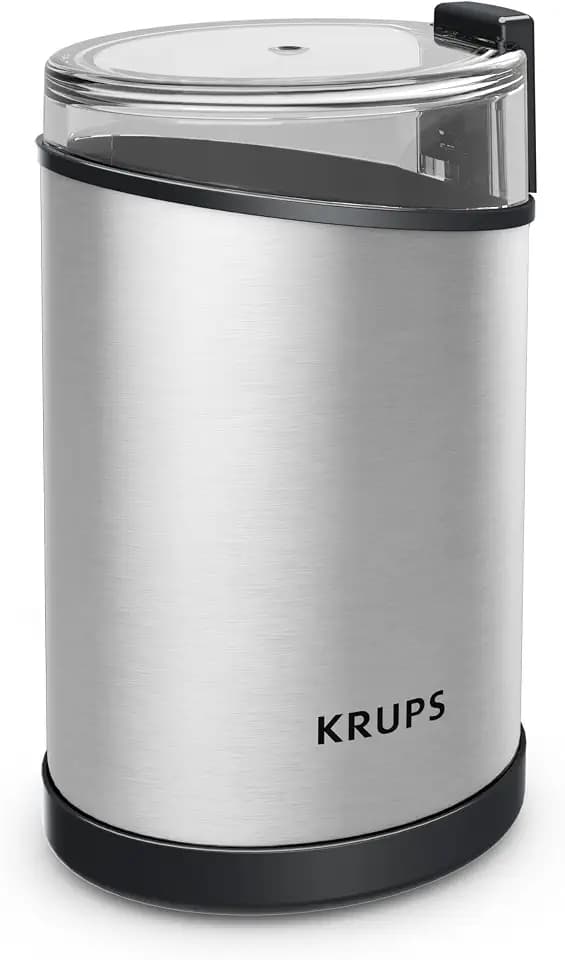 Krups Coffee Grinder, Fast-Touch, 3oz, 85g bean hopper - Easy to Use, One Touch Operation - 200 Watts - Espresso Grinder, Spice Grinder, 2 to 12 cup Coffee Bean Grinder, Silver