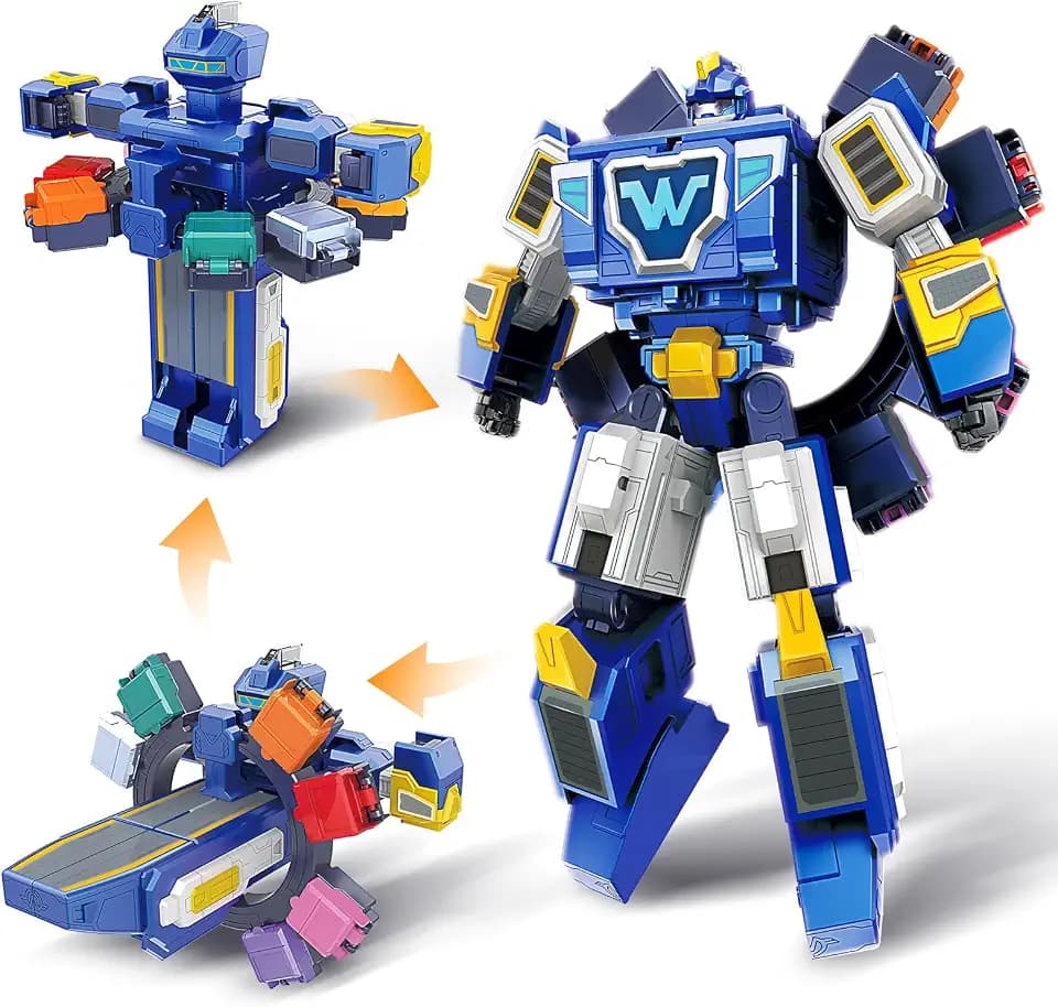Super Wings 3-in-1 World Space Verwandelnder Roboter mit den Mini Figuren Jett und Dizzy, Verwandlungsspielzeug für Jungen und Mädchen ab 3 Jahren, blau