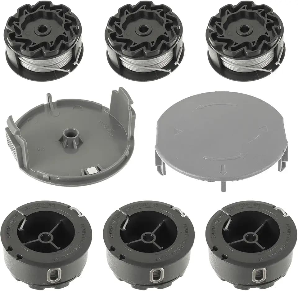 Rasentrimmer Fadenspule F016800570 Kompatibel mit BOSCH UniversalGrassCut 18 18-26 18-260, Rasentrimmer Spulen austauschbar mit F016800570 Ersatzspule(6 Fadenspulen+ 2 Trimmerabdeckung)