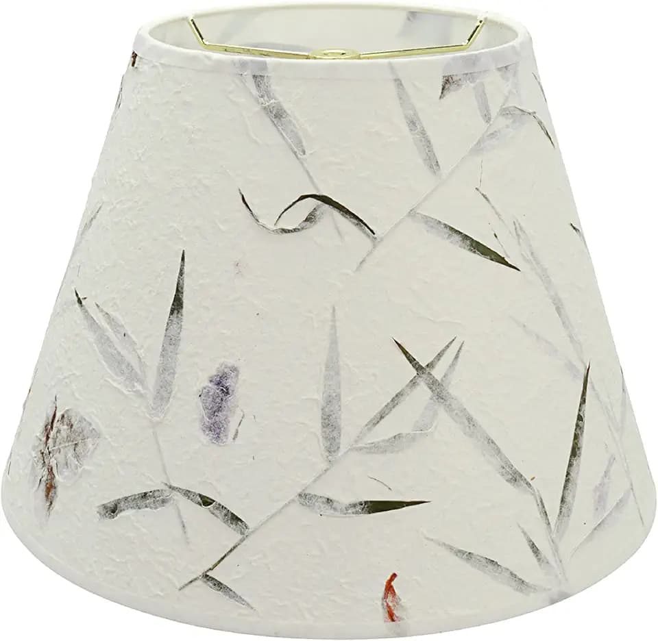 Aspen Creative 32688 Transitional Empire Shape Spider Construction Lamp Shade, Off White with Leaves and Petals in Paper, 7" Top x 13" Bottom x 9-1/2" Slant Height