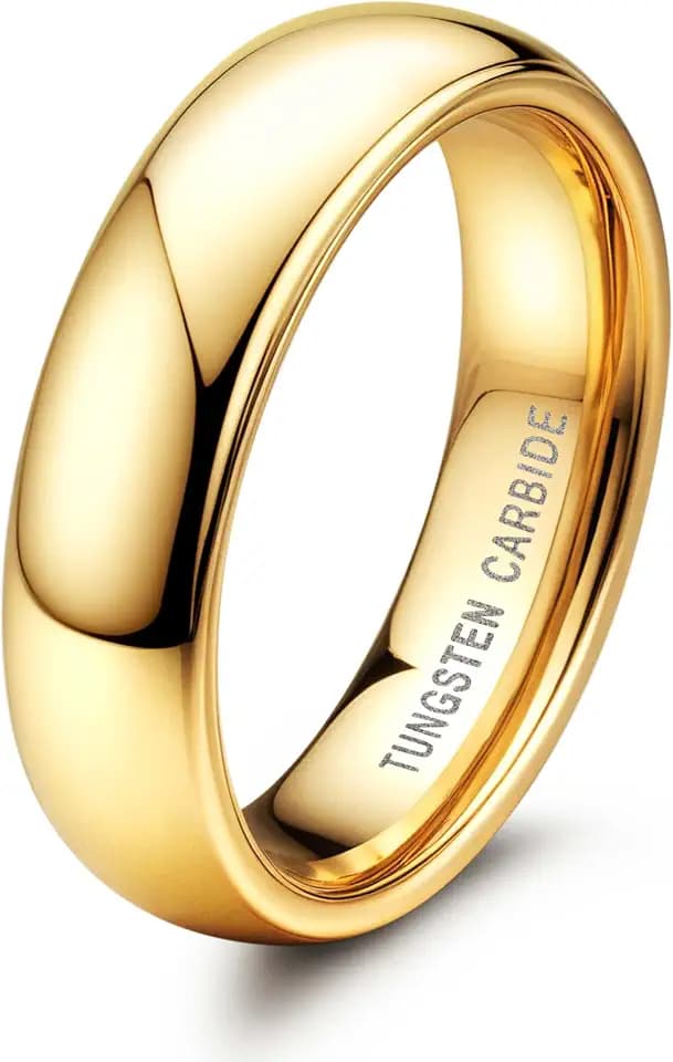 Jstyle 2mm 4mm Tungsten Rings for Men Women Hypoallergenic Wedding Band Rings Gold/Silver Domed High Polish Comfort Fit Size 6-12 Not Tarnished