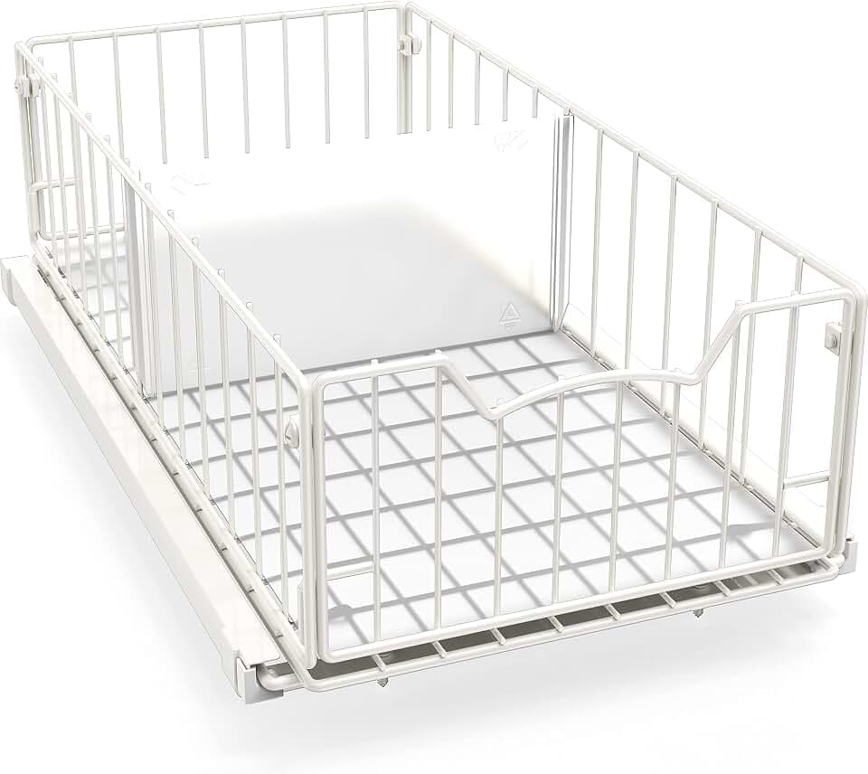 Simple Houseware Ausziehbarer Schrank, Schiebekorb, Weiß