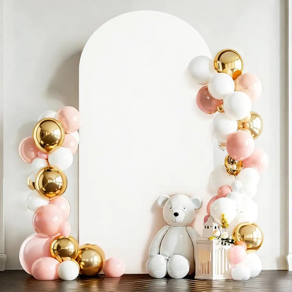 6.6ft White Wedding Arch Cover No-Wrinkle Spandex Arch Backdrop Stand Cover