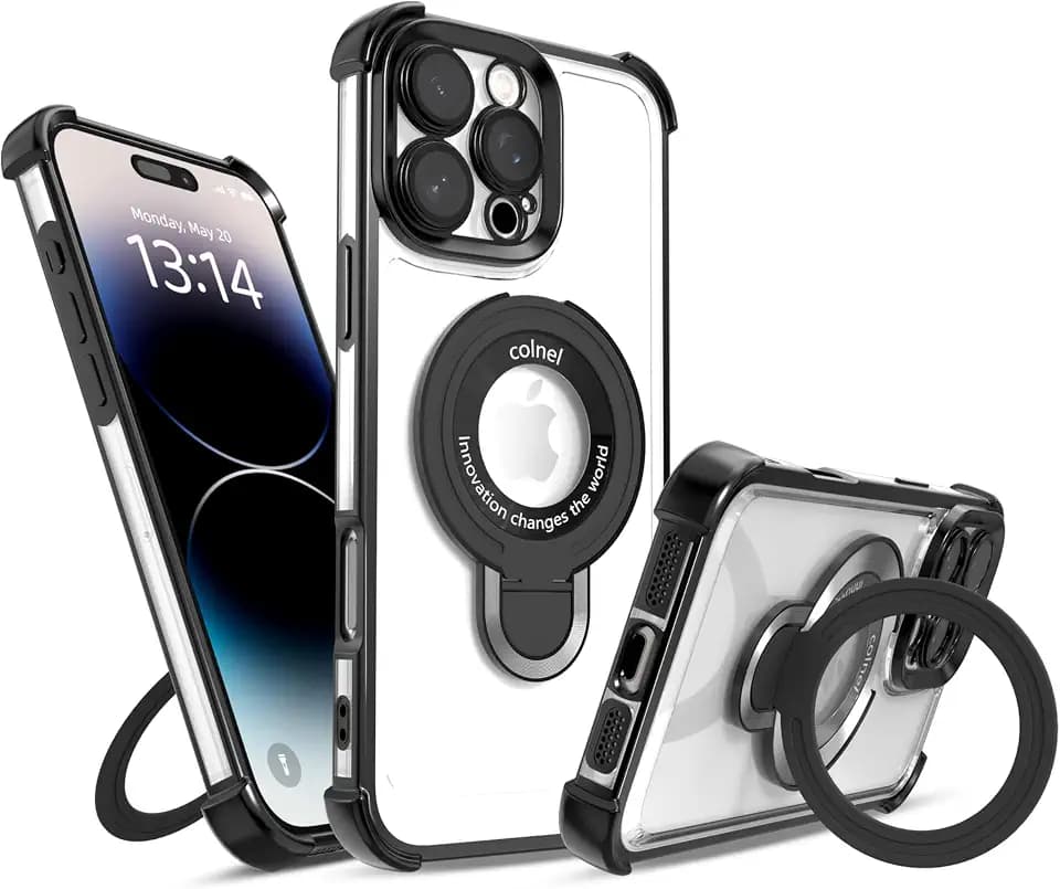 IAIYOXI for iPhone 14 Pro Case with Strong Magnetic Ring Stand, Military-Grade Shockproof, 4 Airbag Corners Protective, Fit for MagSafe, Kickstand Phone Case for iPhone 14 Pro - Black