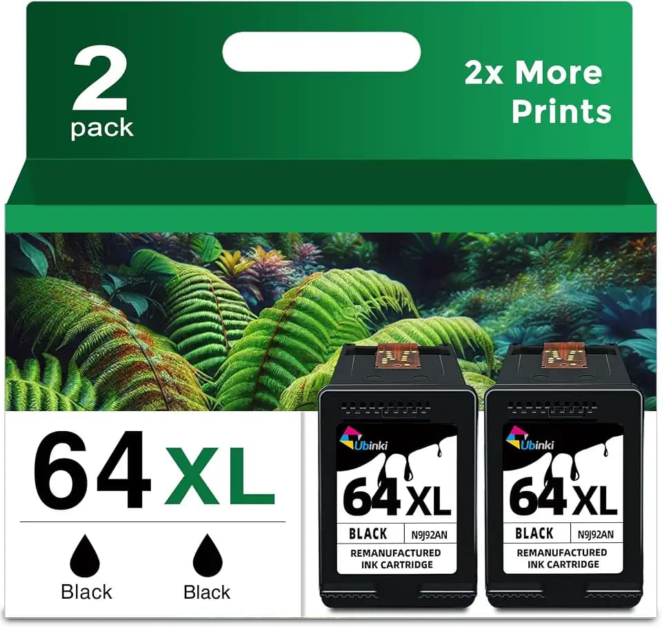 64XL Black Ink Cartridge Replacement for HP Ink 64 HP64 XL HP64XL BK 2-Pack