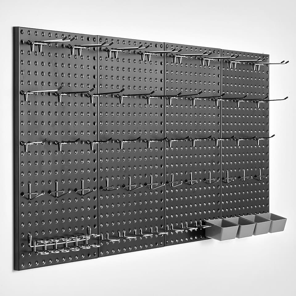 VEVOR Werkzeugwand, 61 x 30 cm, 4er-Set, robuster Stecktafel-Wand-Organizer mit Zubehör, für Wohnzimmer, Garage, Werkzeugaufbewahrung, Büroorganisation, Bastelraum, Küche, Zuhause, schwarz