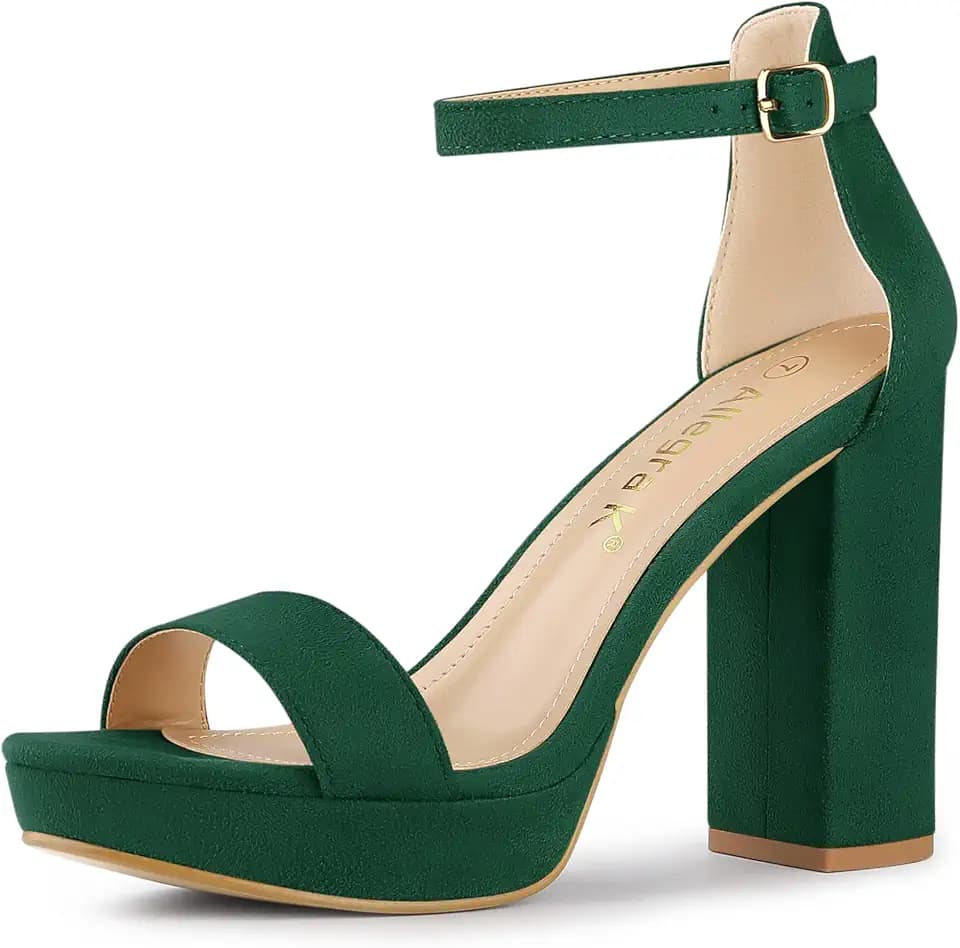 Allegra K Damen Pumps Runde Zehenpartie Stilettoabsatz mit Knöchelriemen