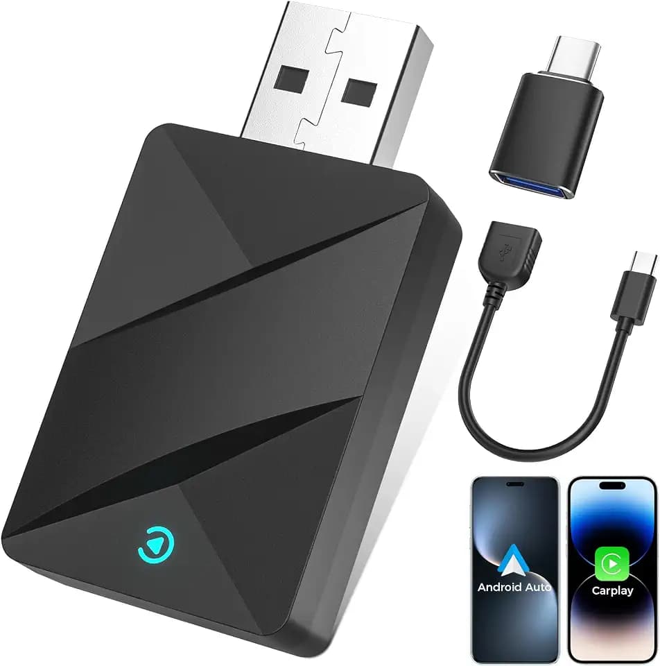 VOSFFEL Wireless Adapter Für CarPlay/Android Auto Kabelgebunden auf kabellos, CarPlay Wireless Adapter kompatibel mit iPhone und Android-Geräten Plug-and-Play, Stabile Verbindung
