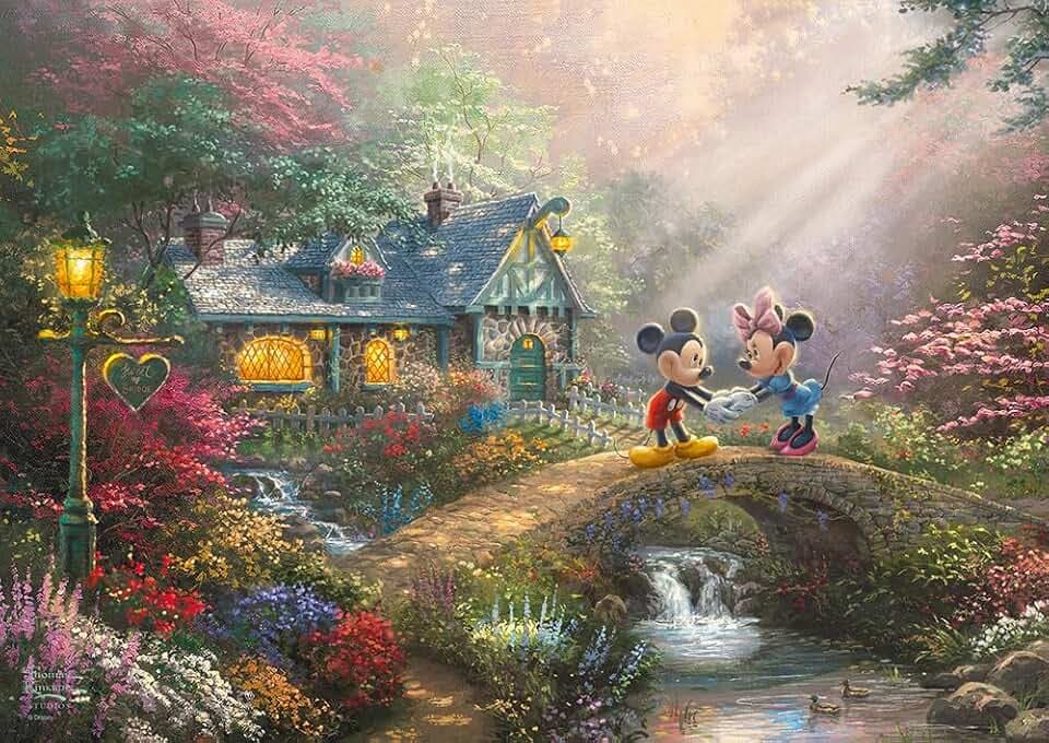 Schmidt Spiele 59928 Thomas Kinkade, Disney, Mickey & Minnie in Hawaii, 500 Teile Puzzle in Einer Nostalgiedose