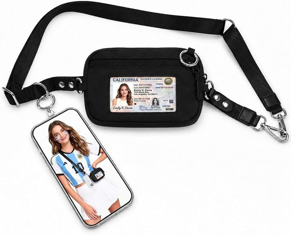 CYSIYU Small Crossbody Bag with Phone Lanyard and Wrist Strap Mini Checkered 4.5x6.5 Purse with RFID Clip and Go for Travel