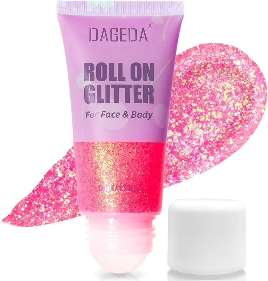 Prreal 50ml Roll-on Body Glitter, Holographic Face Glitter Gel for Eye Hair