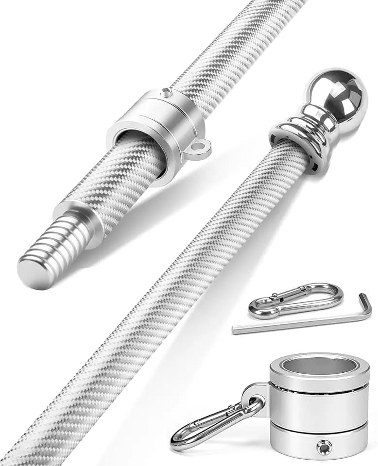 6FT Carbon Fiber Flag Pole for Outside House, Rustproof, Silver-1set