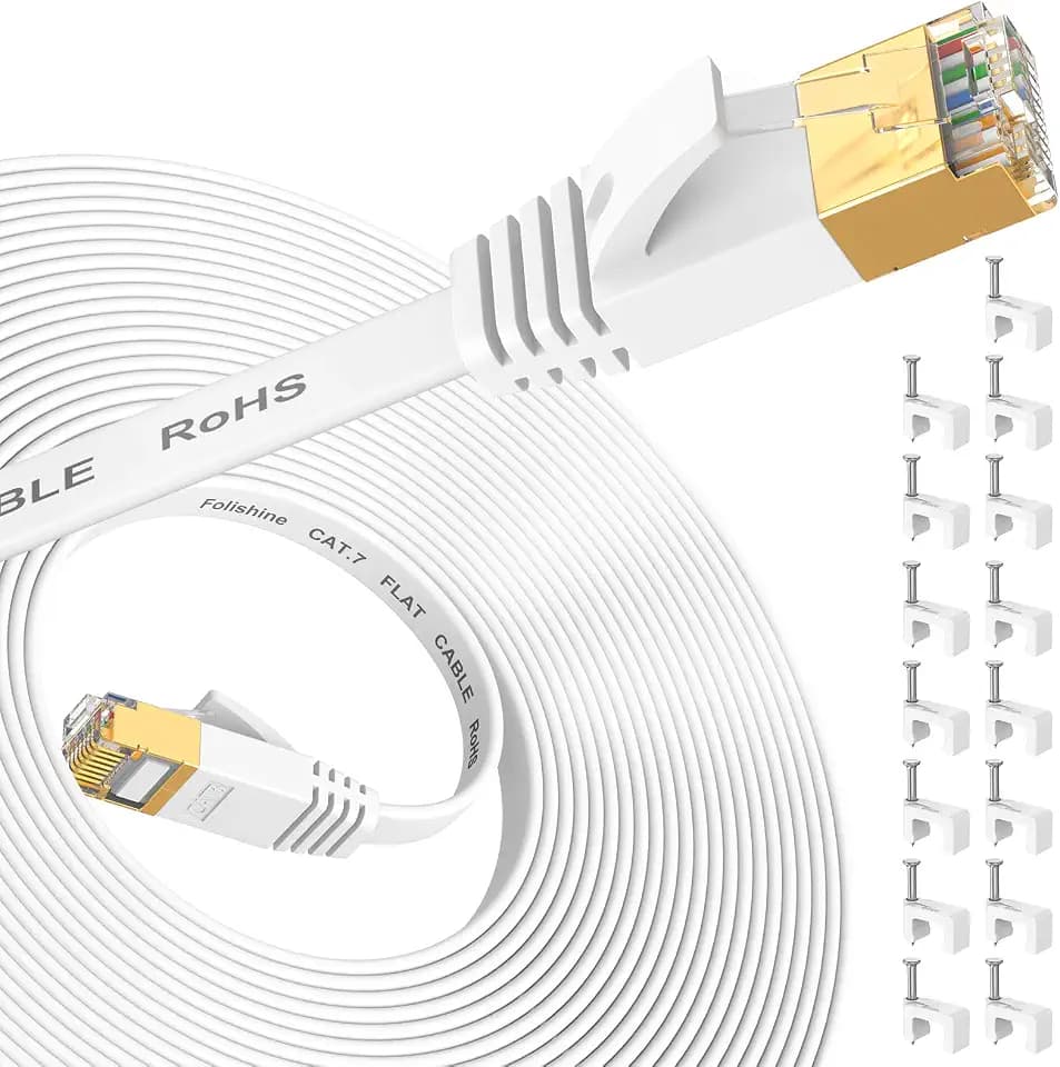 Ethernet Cable 25 ft, Cat 7 High Speed Flat Shielded Internet Network Cable