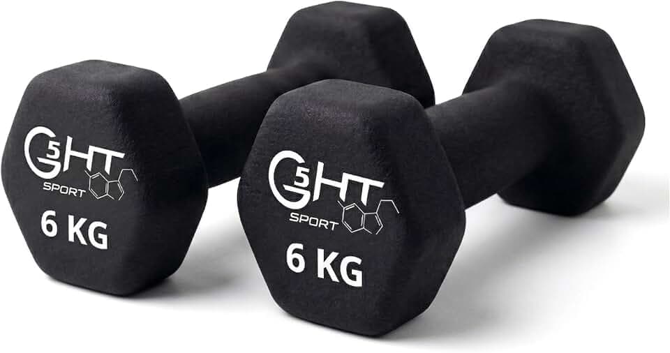 Rutschfeste Neopren-Hanteln für Fitnessstudio und Home Gym von 0,5 bis 6 kg, Paar oder einzeln
