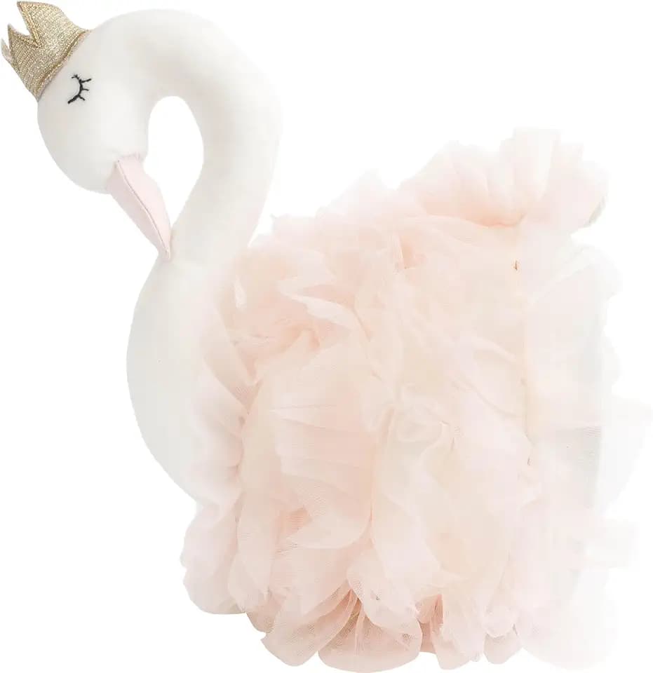 MON AMI Princess Swan Stuffed Animal Head Wall Mount | 9-Inch Elegant Wall Décor | Plush Swan with Crown | Luxury Nursery & Kids’ Bedroom Decoration | Soft & Charming Wall Accent