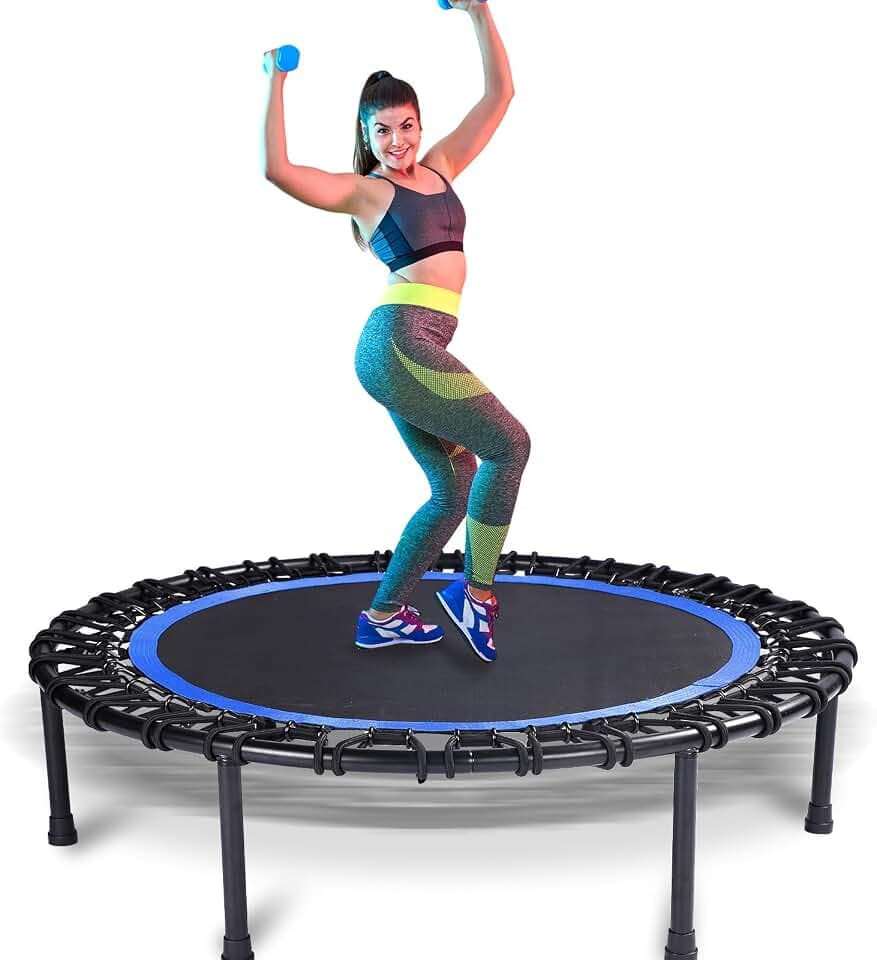 40" Mini Trampoline for Adults, Fitness Rebounder with Elastic Bands, Indoor Exercise Trampoline, Low Impact Workout Equipment for Home Gym, Cardio Training, Quiet Bounce Rebounder