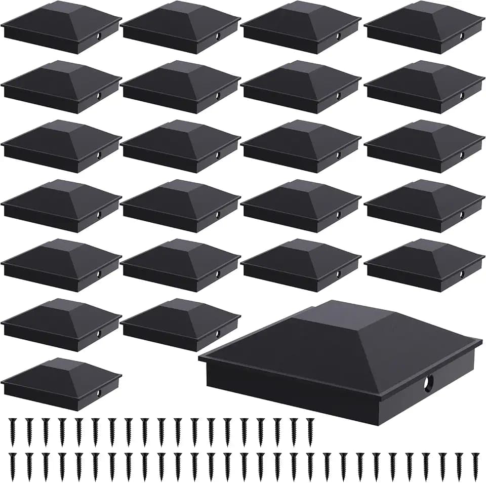 Goovilla 4x4 Post Caps Black(Actual 3.5" x 3.5"), 24 Pack with 48 Screws
