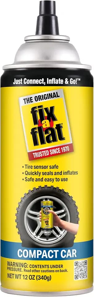 Fix-A-Flat S60410 Aerosol Emergency Flat Tire Repair and Inflator, for Compact Tires, Eco-Friendly Formula, Universal Fit for All Compact Cars, 12 oz. (Pack of 1)