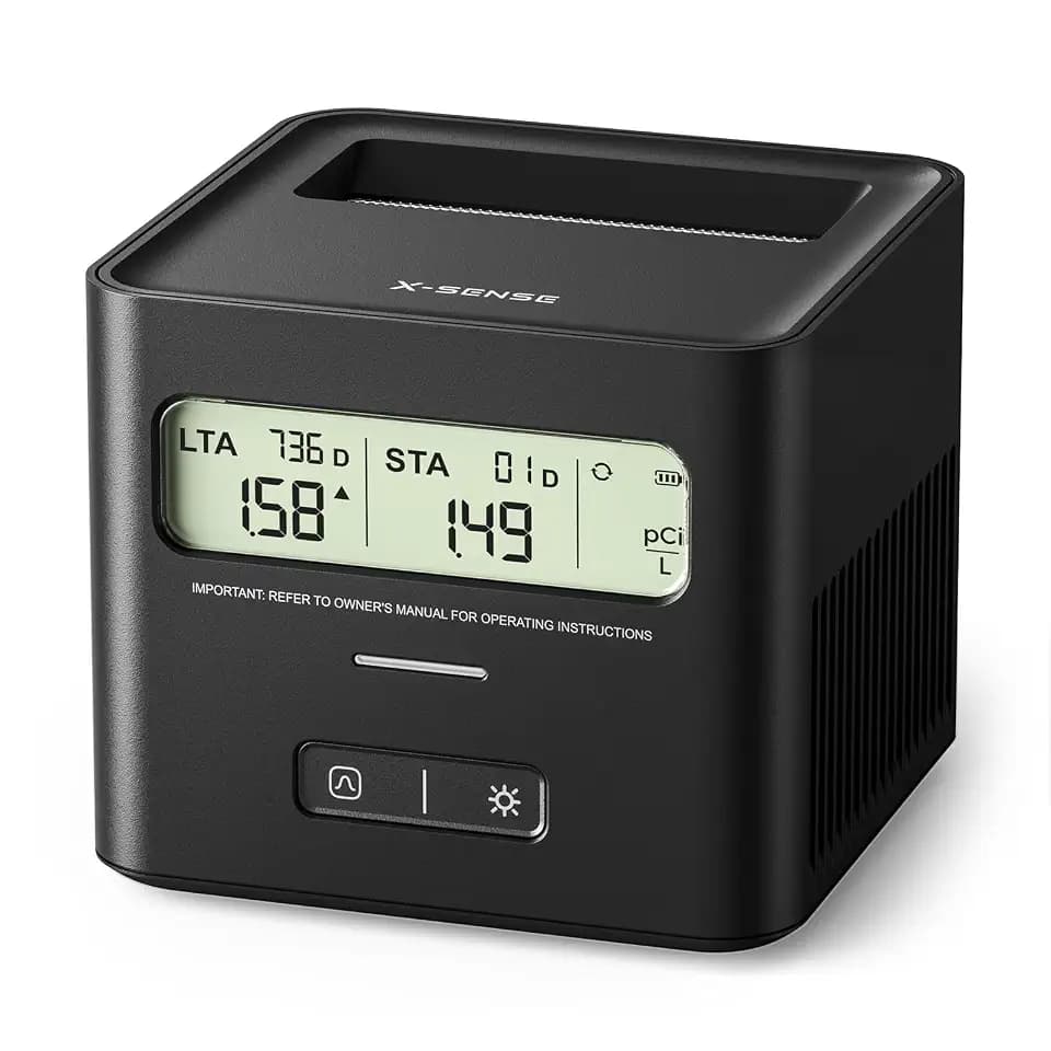 X-Sense Radon Detector for Basement, Zero Lab Fees, XR0A-SR, Black