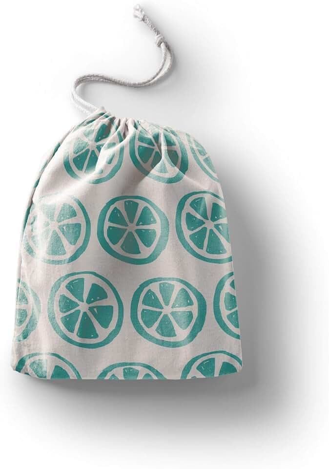 Le Jardin du Lin Bedruckte Baumwoll Taschen mit Kordelzug, Einkaufstasche, Beutel, Stoffsack, Stofftasche, Gemüsesack, Wiederverwendbare, Umweltfreundlich, Mehrzweck, Faltbar, Größe: 40x50 Cm