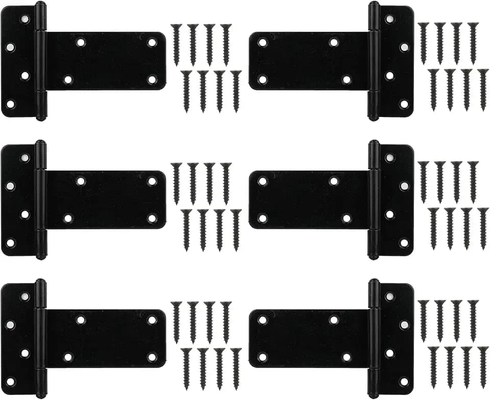 5 in T-Strap Shed Door Hinges 260 Lbs Capacity,6 Pack Heavy Duty Gate Hinge