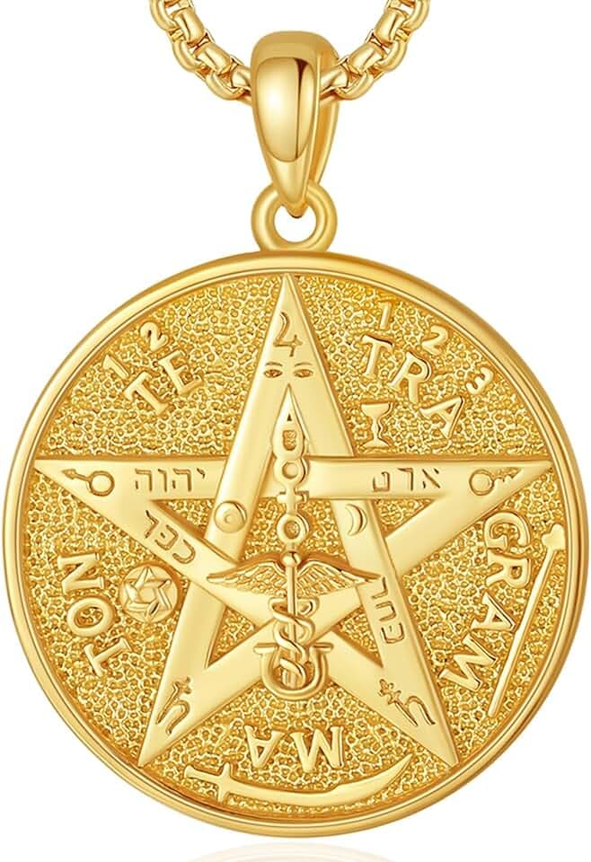 Witcher Pentagramm Kette Ring für Damen Herren Sterling Silber 925, Tetragrammaton Runen Halskette Amulett Vintage Anhänger Energie Schmuck Geschenk für Frauen Herren