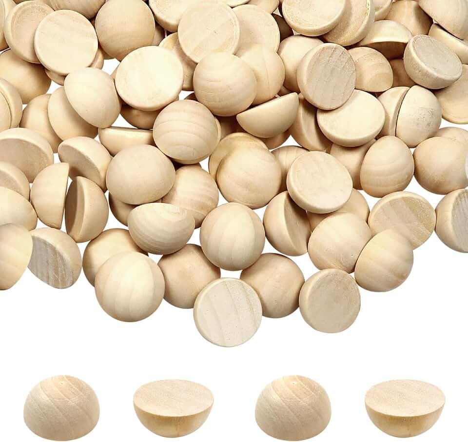 TOAOB 100 Stück 25mm Halbrunde Holzperlen Halbkugelförmig Natürliche Perlen
